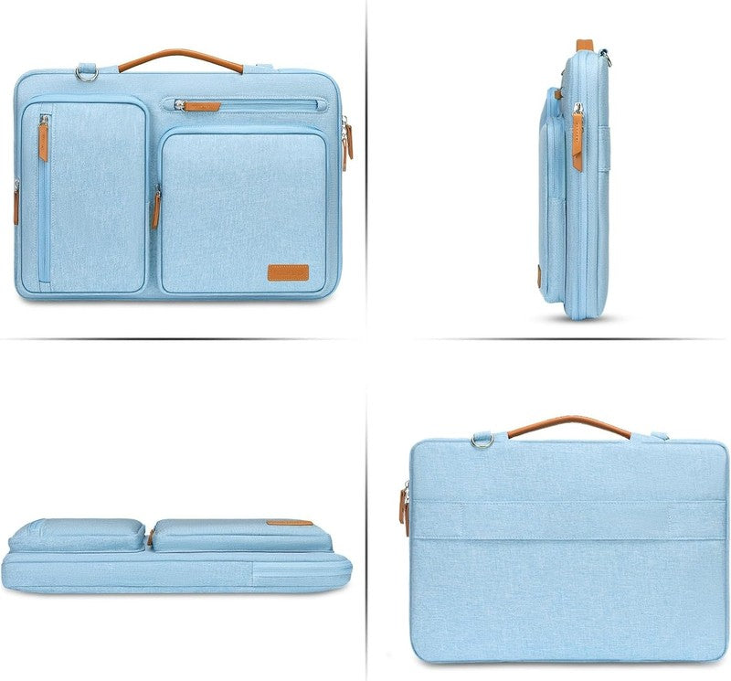 15.6 Inch Laptop Shoulder Bag 360 Protective Messenger 4 Zipper Pockets Blue5