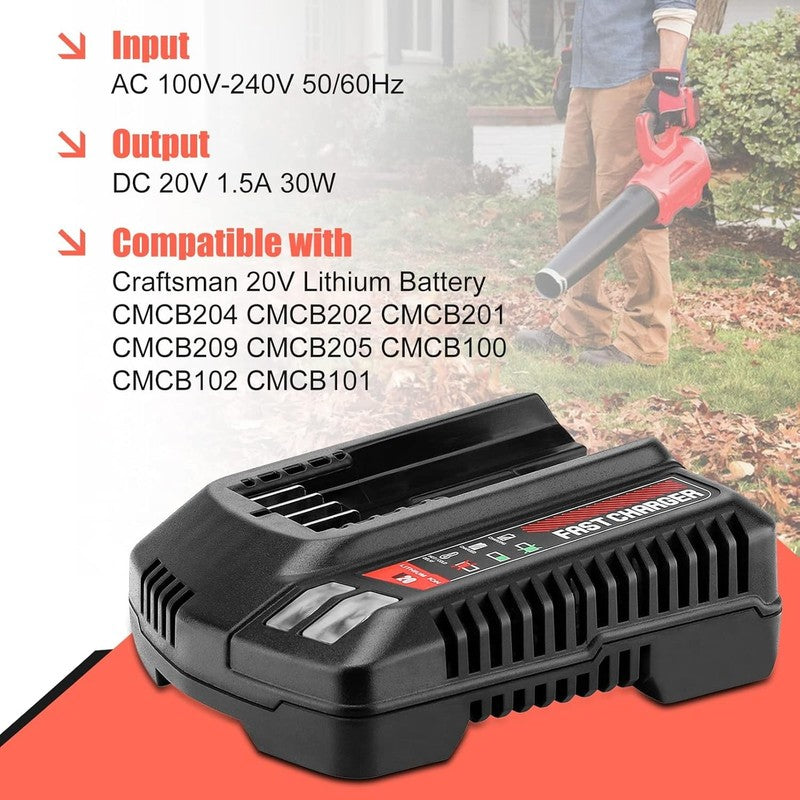 20V Max Battery Charger Replacement for Craftsman Lithium CMCB100/101/104/2057
