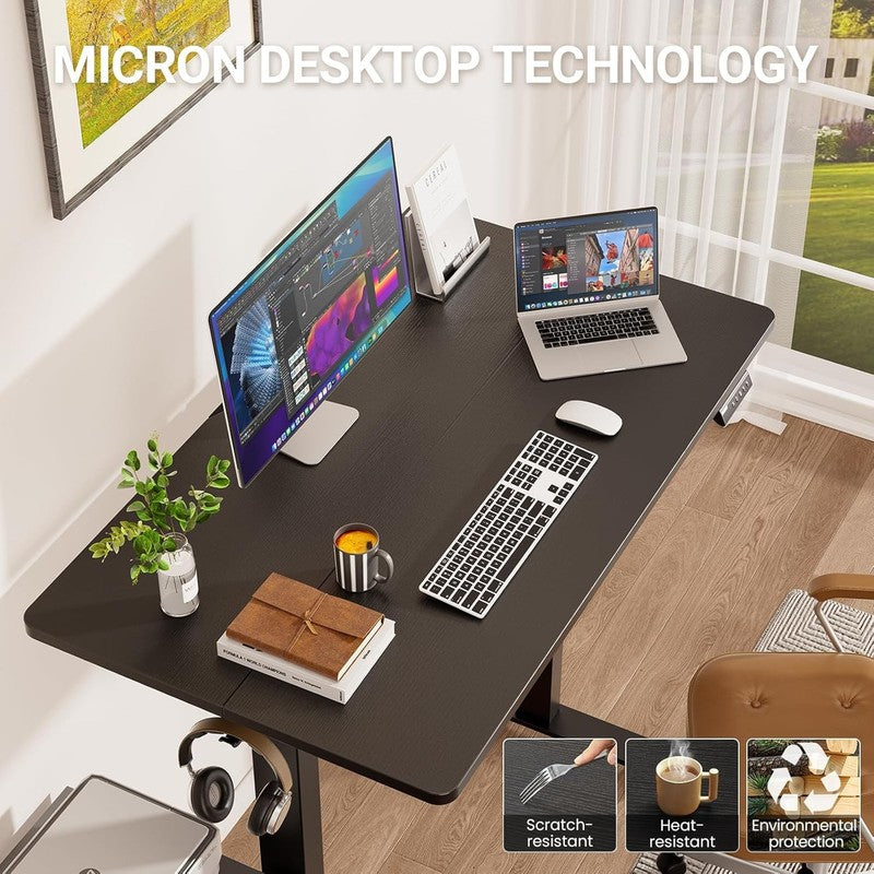 47.2" Adjustable Standing Desk Wood Top Office Table Black5