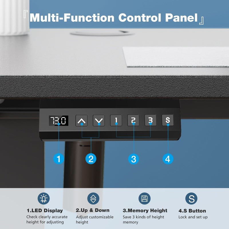 Height Adjustable Electric Standing Desk with Memory Presets   48"x24"3