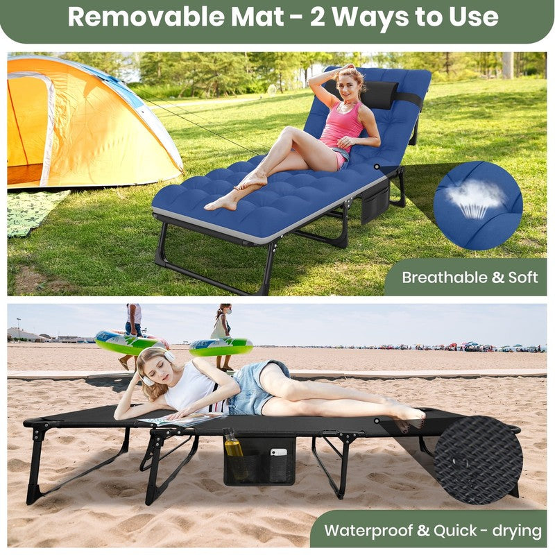 Portable Folding Camping Cot with Mattress, 29" Wide Multi-Position Folding Chai3