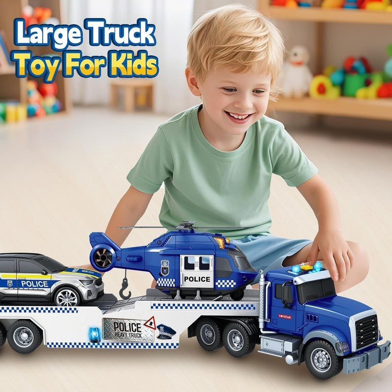 21" Semi Truck Toy, 3 4 5 6 Year Old Boys Toddlers Police Truck Toy with Racing5