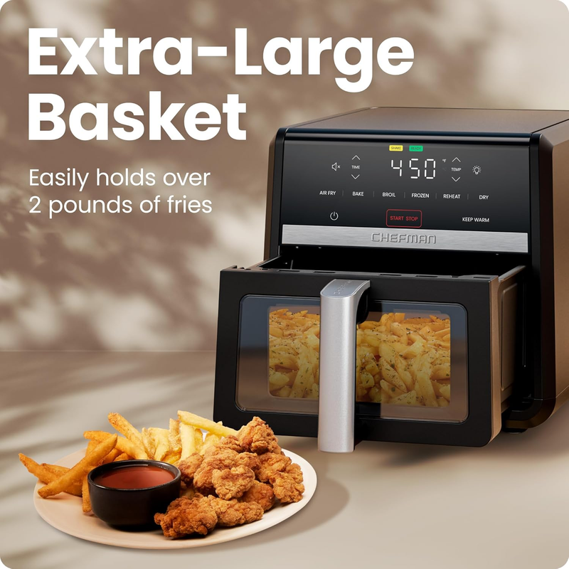 9Qt TurboFry 7 in 1 Air Fryer XL Basket Bake Broil Reheat Dehydrate5