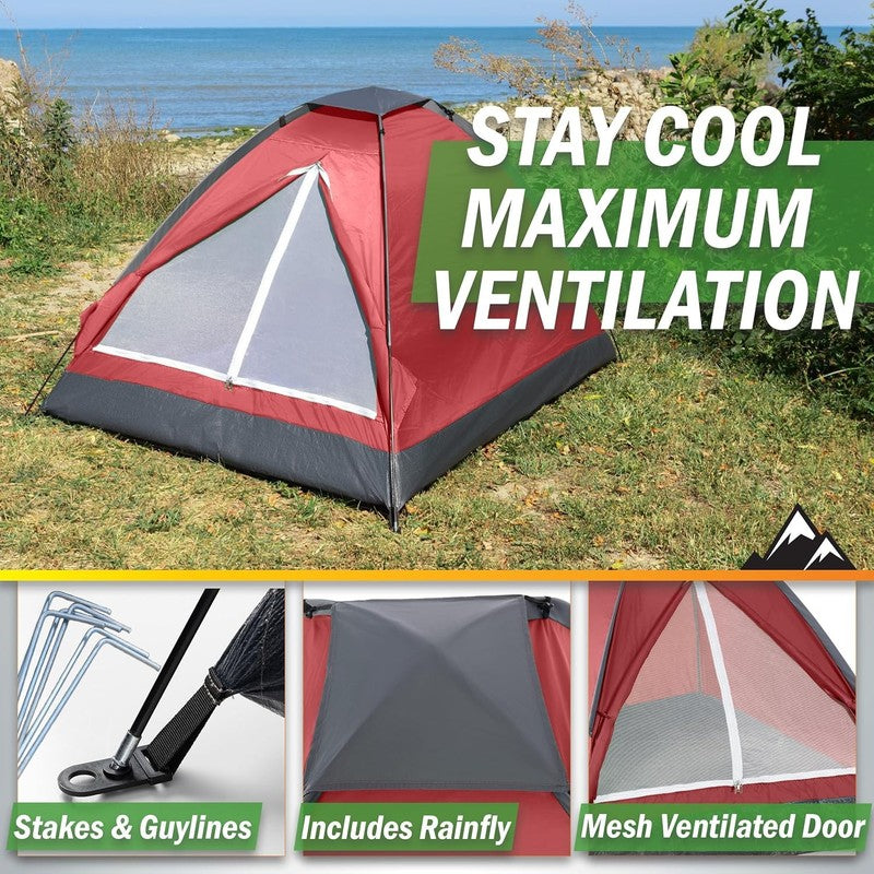 2 Person Camping Tent with Rain Fly and Carrying Bag   Lightweight Outdoor Pop u3