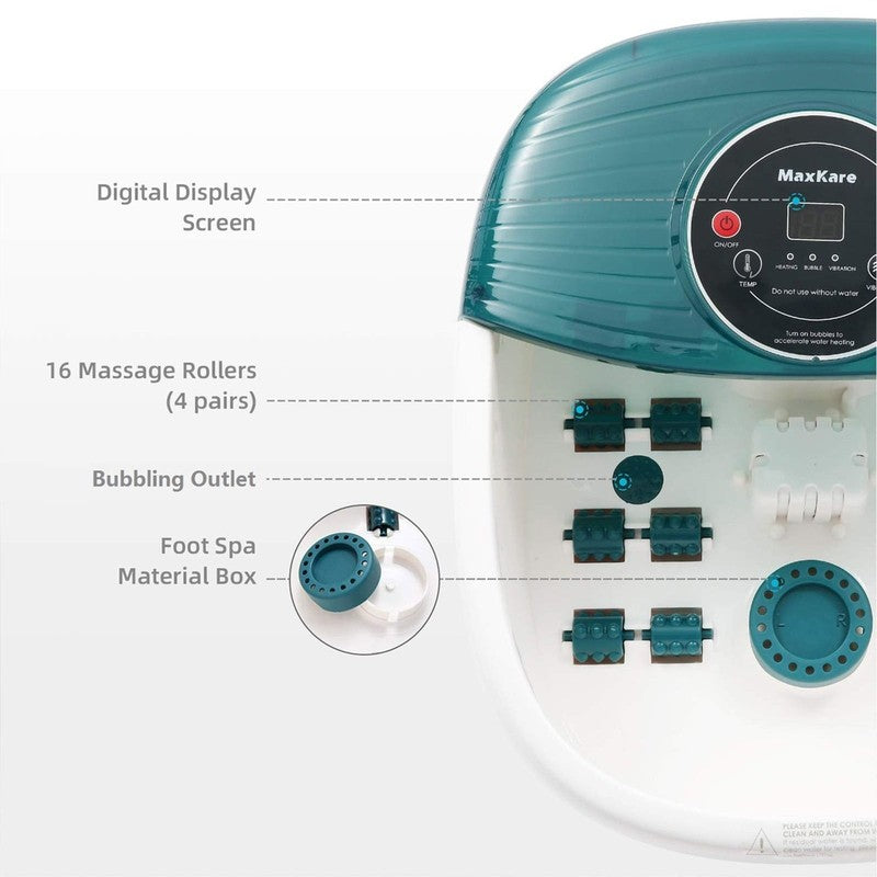 Foot Spa Bath Massager with Heat, Bubbles & Vibration – Green for Relaxation4