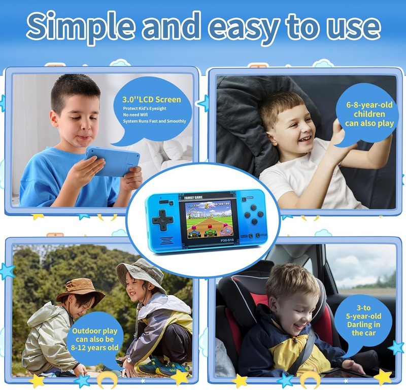 Handheld Game for Kids  Preloaded 220 Retro Video Games, Portable Gaming Player4
