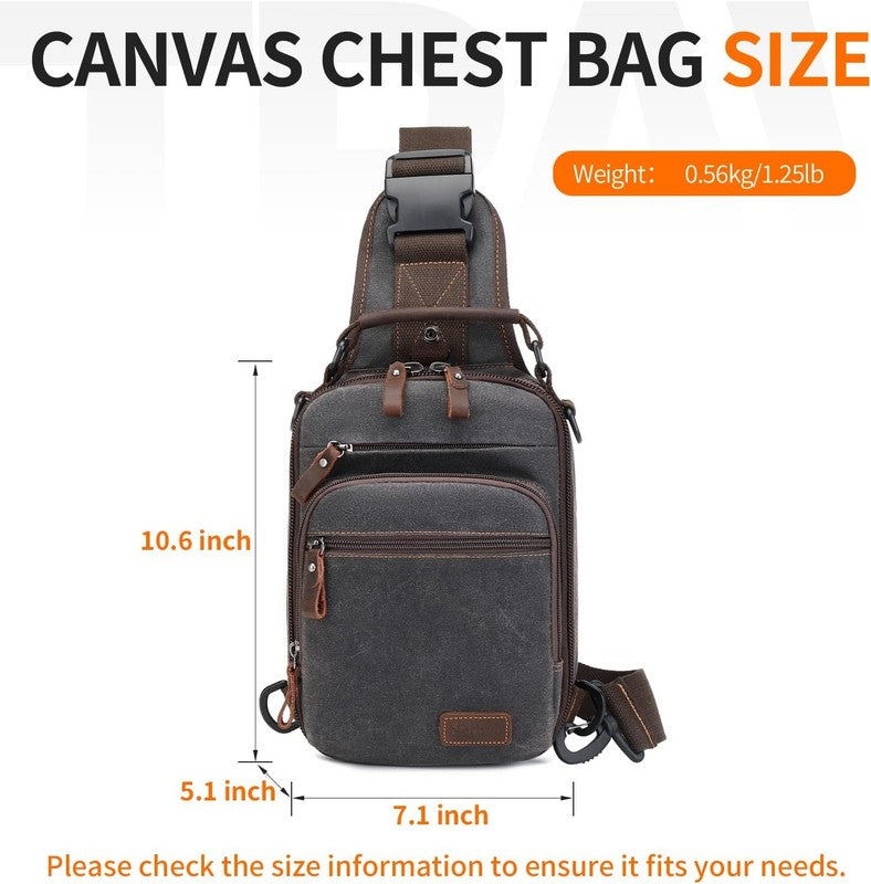 Nerlion Sling Bag Men Waxed Canvas Crossbody Chest Bag Water Resistant Daypack2
