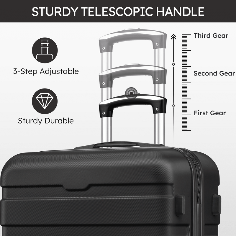 4 Piece Luggage Set Hardside Spinner Suitcase 16 20 24 28 Inch Lightweight Black4