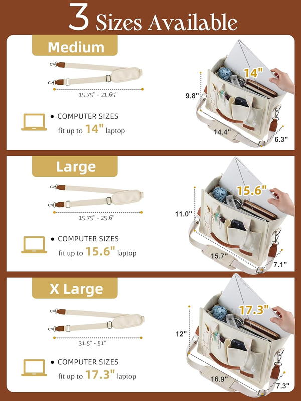 Canvas Tote Bag for Women with Zipper Closure & Individual Compartments for Work5