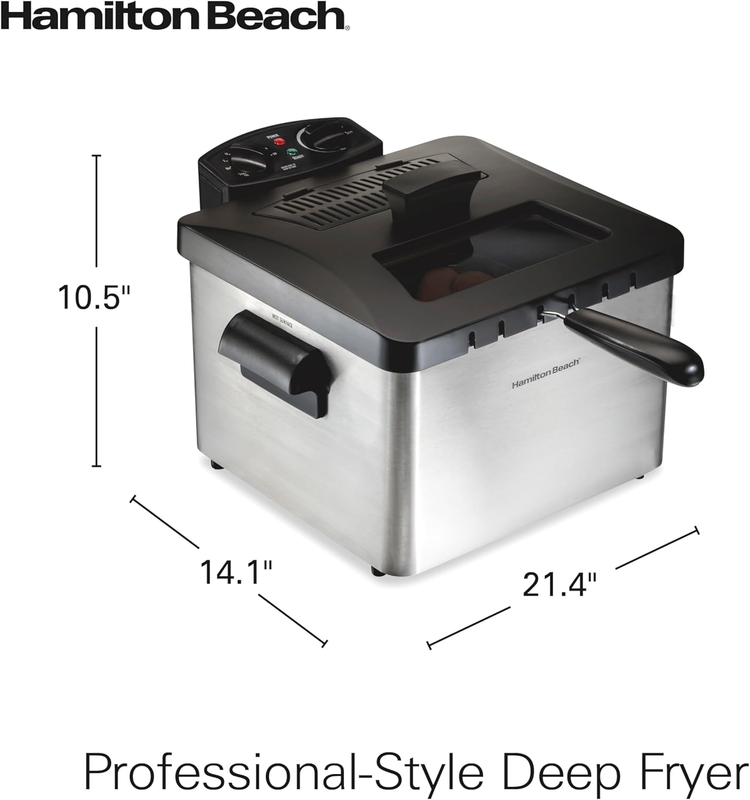 Electric Deep Fryer with 3 Baskets and Lid, 4.5 Liters / 19 Cups Oil Capacity, T7