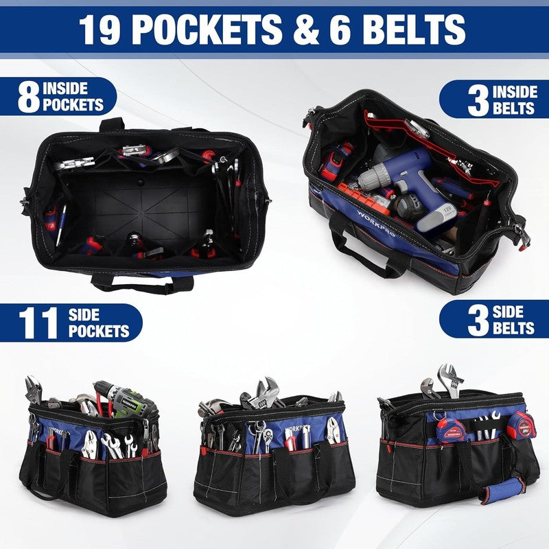 16" Wide Mouth Heavy Duty Tool Bag Waterproof Molded Base with Shoulder Strap3