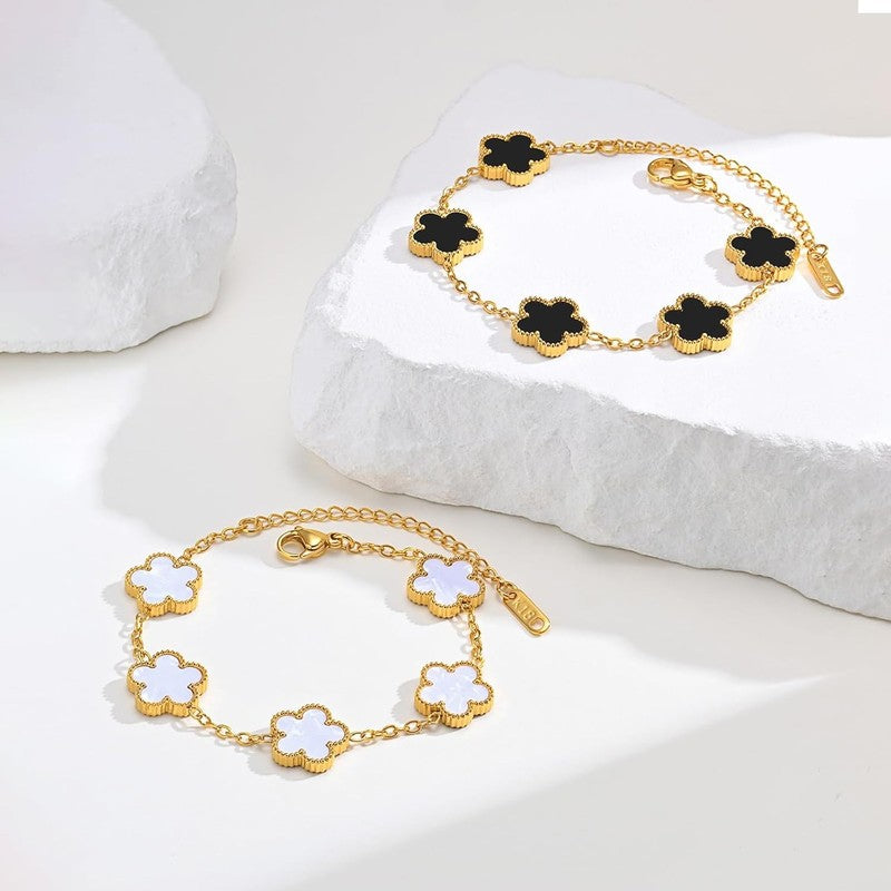 18K Gold Plated Floral Bracelets Set, Non-Tarnish, Adjustable Charm3