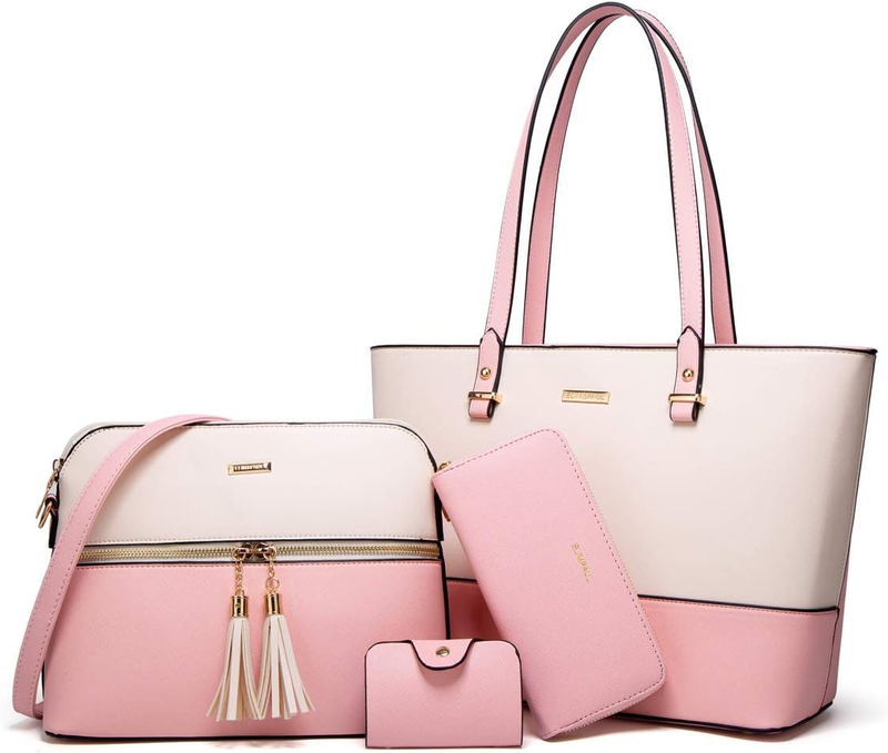 Women Fashion Synthetic Leather Handbag Set 4PCS Tote Shoulder Satchel Purse8