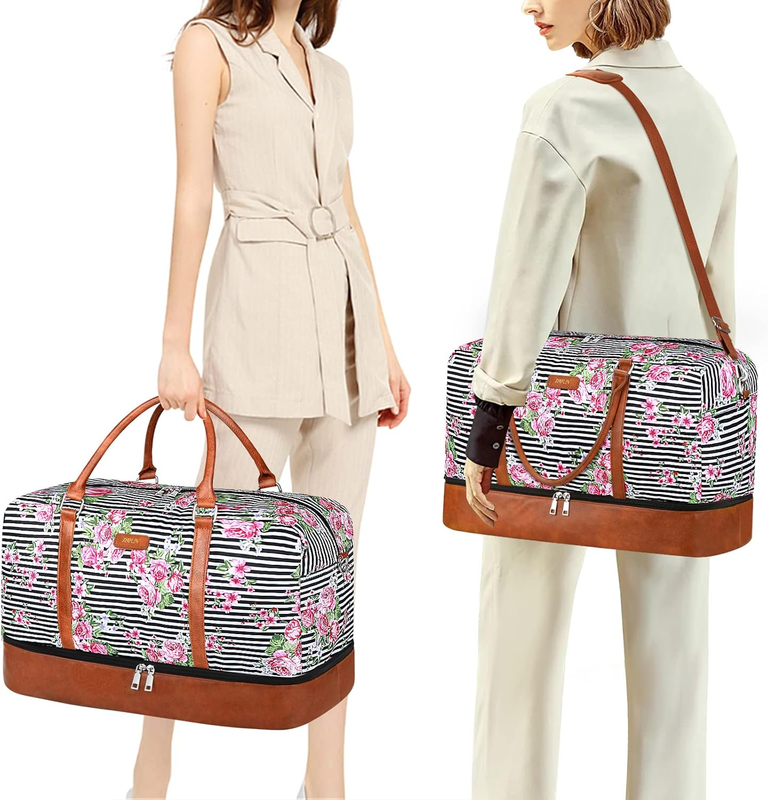 Weekender Bags for Women, 21" Weekender Travel Bag, Travel Duffle Bag with Shoe 1