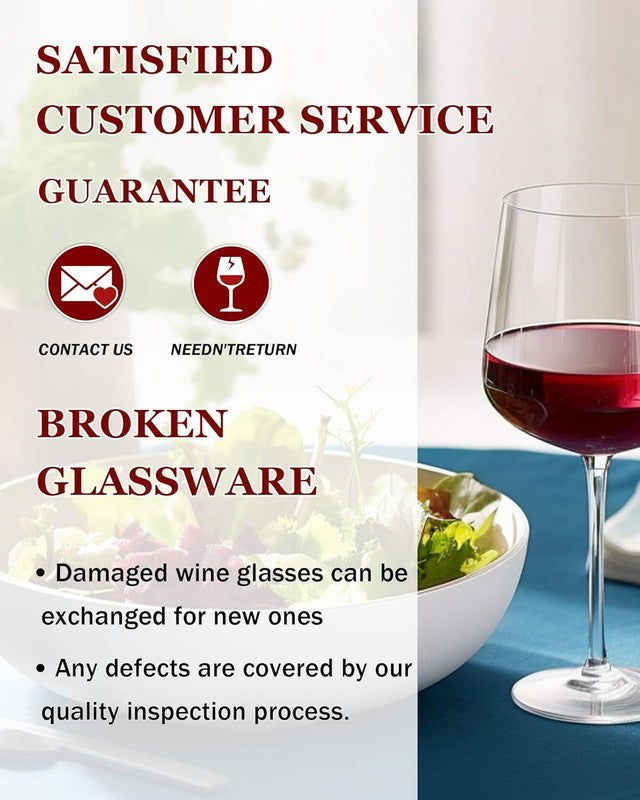 Set of 4 21 Ounce Hand Blown Italian Style Crystal Burgundy Wine Glasses   Lead 7