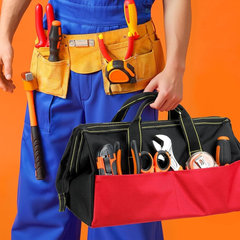 3 Pack Heavy Duty Tool Bag 16" Waterproof Hard Bottom Electrician Tote5