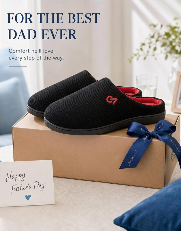 Men'S Two Tone Memory Foam House Slippers Indoor Outdoor Durable Rubber Sole2