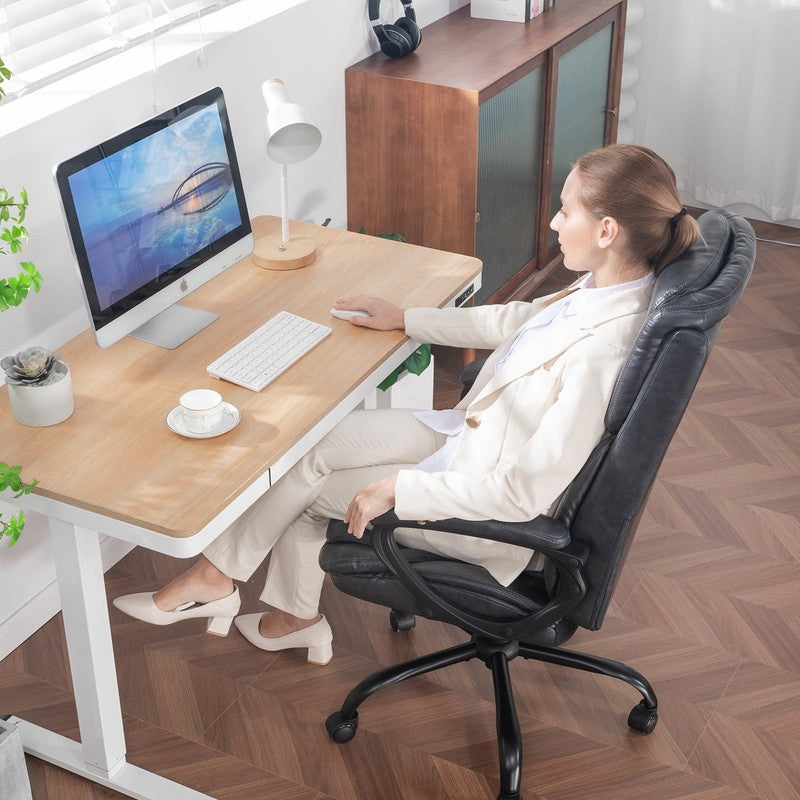Executive Ergonomic High Back Leather Home Office Desk Chair, Gray3