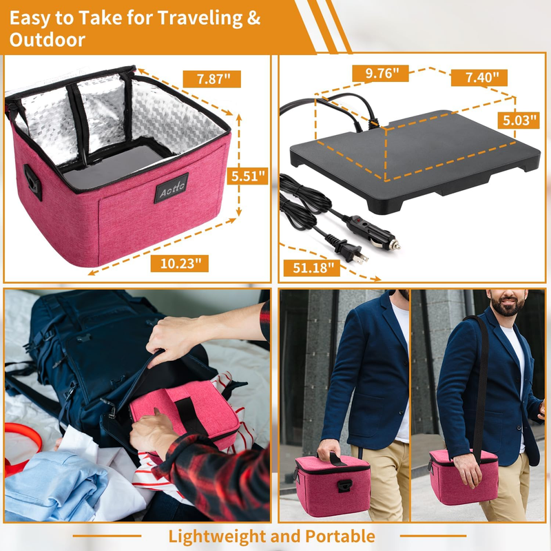 Portable Electric Lunch Box Food Warmer 12V/24V/110V Car Oven Pink3