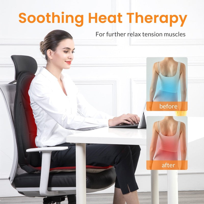 Back Massager with Heat, Soothing Memory Foam Massage Chair Pad for Home Use, Gi4