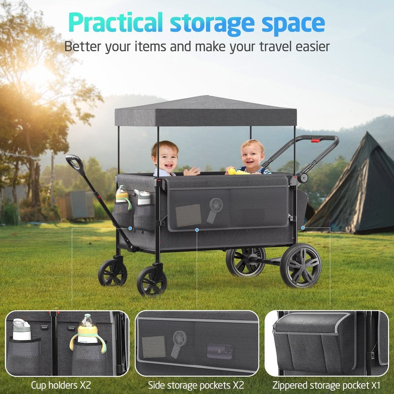 All-Terrain Stroller Wagon for Toddlers with Canopy, Parent Organizer, Adjustabl1