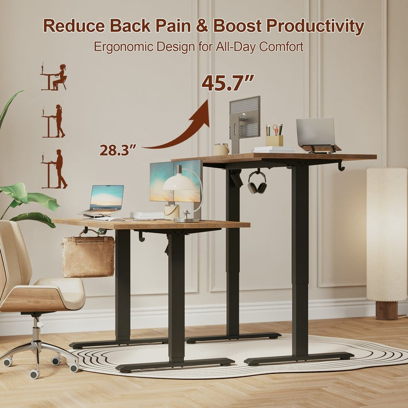 47.2in Electric Standing Desk Height Adjustable Ergonomic Rustic Brown9