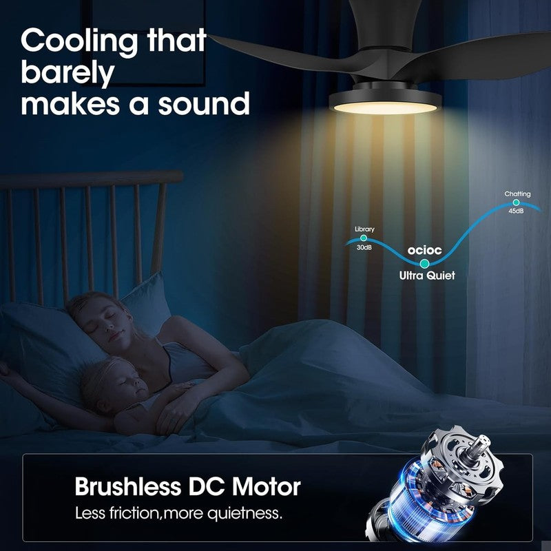 Quiet Ceiling Fan with LED Light DC Motor 32 Inch Large Air Volume Remote Contro3