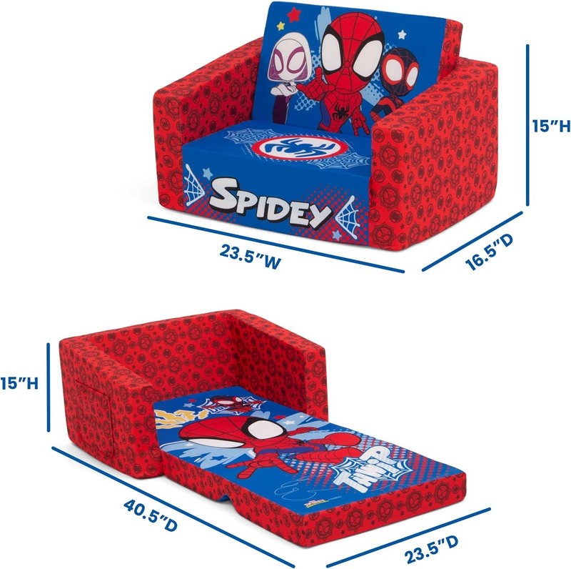 Spidey & His Amazing Friends Cozee Flip-Out Kids Chair Lounger 2-in-12