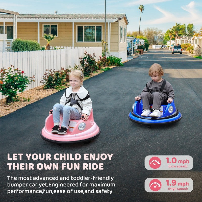 12V Pink Toddler Bumper Car 360° Spin Remote Control Ride-On with 5 LED Lights7