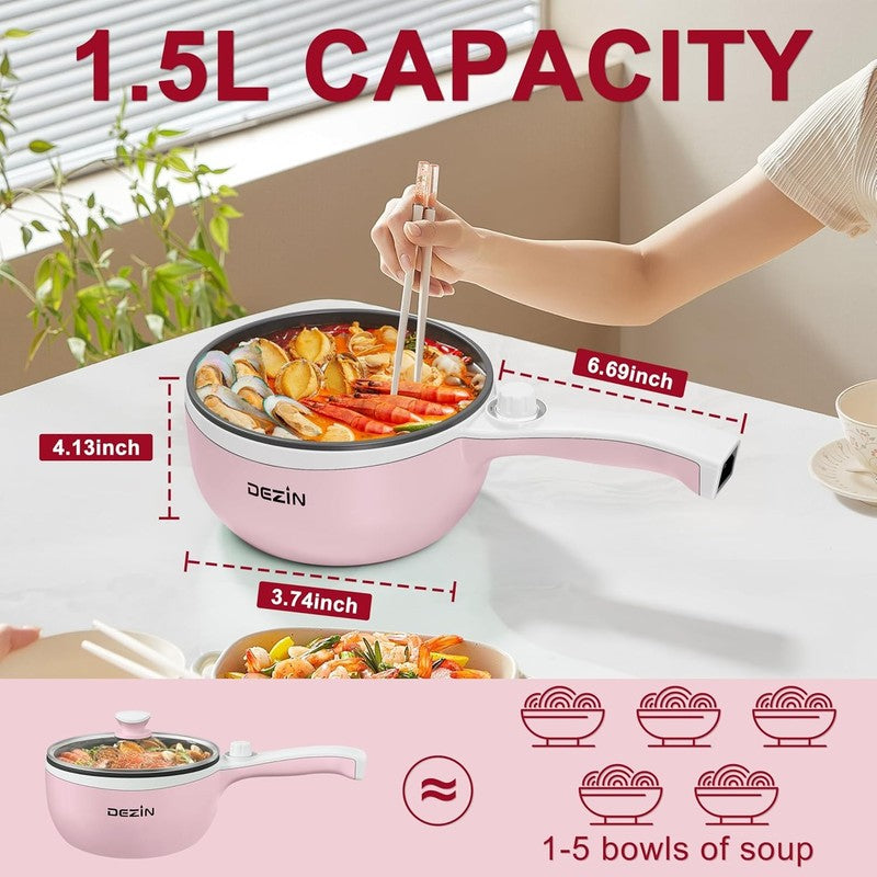 Electric Hot Pot 1.5L Mini Non Stick Sauté Pan Portable Adjustable Power3