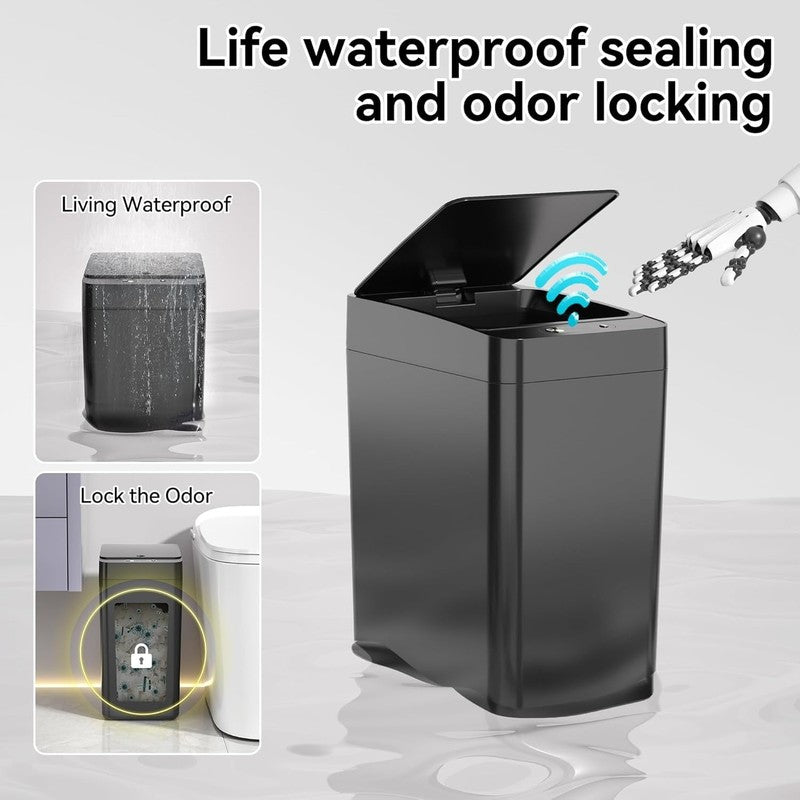 2Pack 2.6 Gallon Touchless Motion Sensor Trash Can - Slim Waterproof Design5