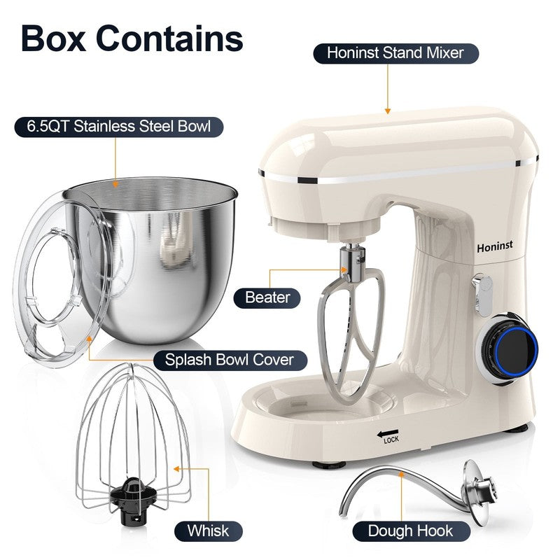 6.5QT Stand Mixer 10+ Speed Kitchen Electric Mixer Dough Hook Whisk Beater Bowl4