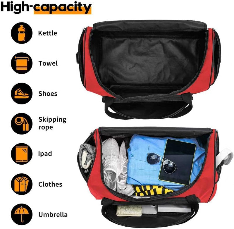 Women’s 50L Gym Duffel Bag Red Heavy Duty Travel Workout Sports Bag3