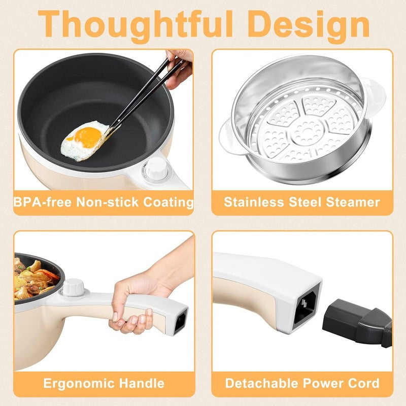 Electric Hot Pot 1.5L Steamer Non Stick Sauté Pan Noodle Cooker Power Control7