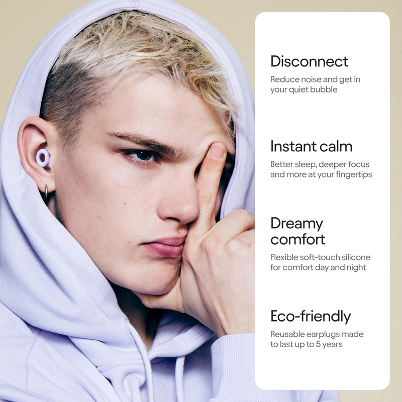 Quiet 2 Reusable Earplugs – Noise Reduction 24dB for Sleep & Focus Violet1