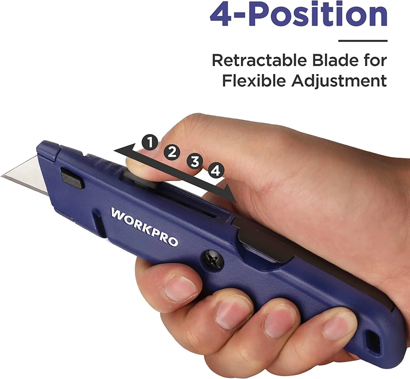Retractable Box Cutter Utility Knife w/ Blade Storage Heavy Duty Aluminum Blue1