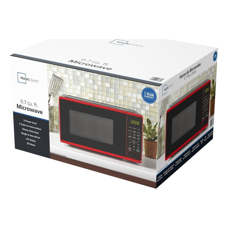0.7 Cu Ft Countertop Microwave Oven, 700 Watts, Red9