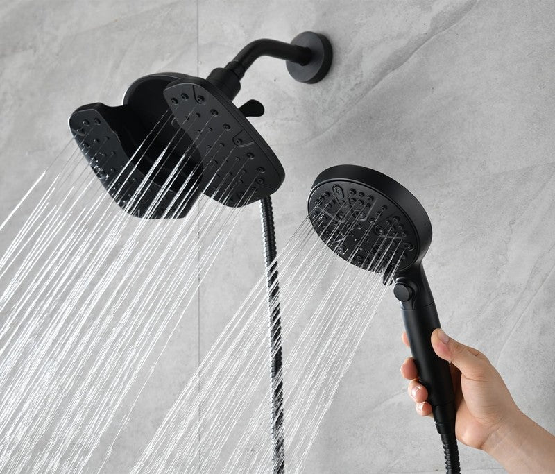 10" Rainfall Shower Head Combo w/ Handheld 9 Spray Settings Filter Black 2.5GPM1