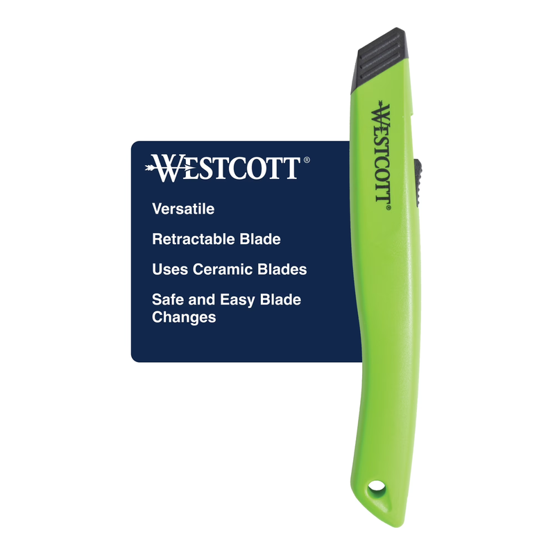 Full Size Auto Retractable Ceramic Utility Box Cutter, Plastic, Green, 1 Count0