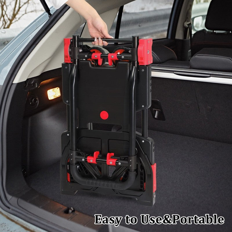 Portable 2-in-1 Hand Truck Dolly Cart Foldable 330LB Capacity Retractable Handle4