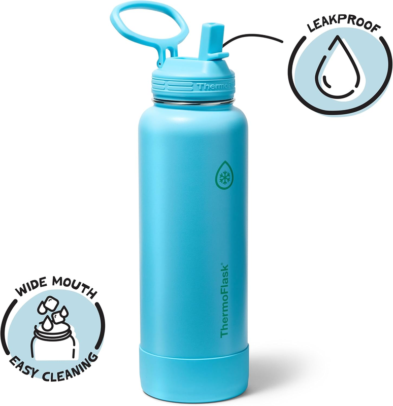 40oz Insulated Water Bottle Stainless Steel Spout Lid Leakproof Hot Cold Travel2