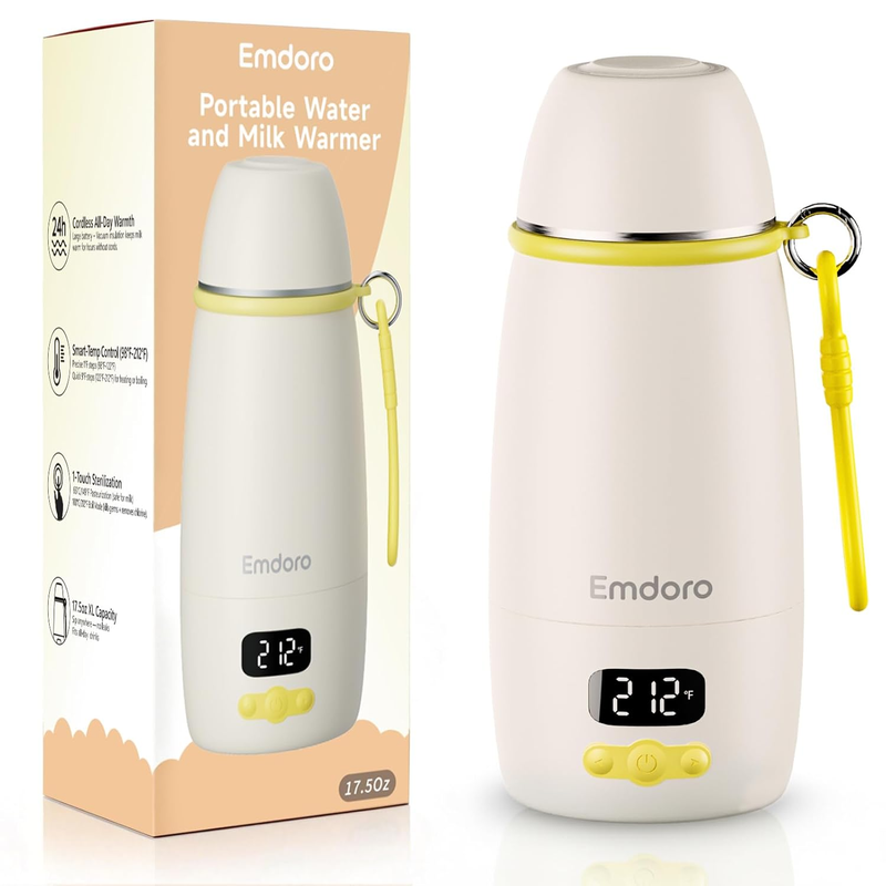 Portable Baby Bottle Warmer 17.5oz Temp Control 212℉ 16000mAh Travel9