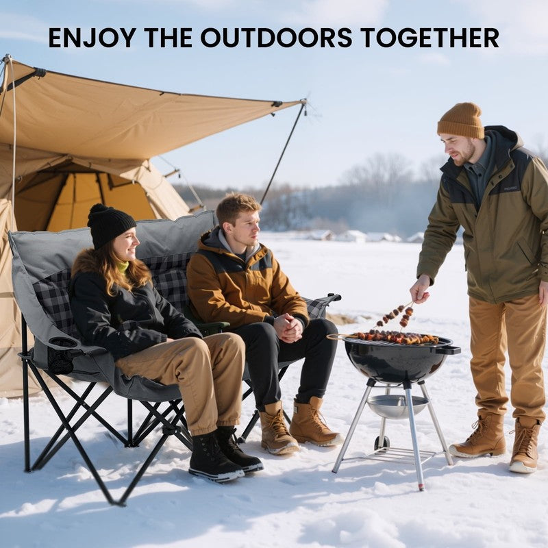 Oversized Double Camping Chair - 2-Person Heavy Duty Folding Chairs for Outdoor 1
