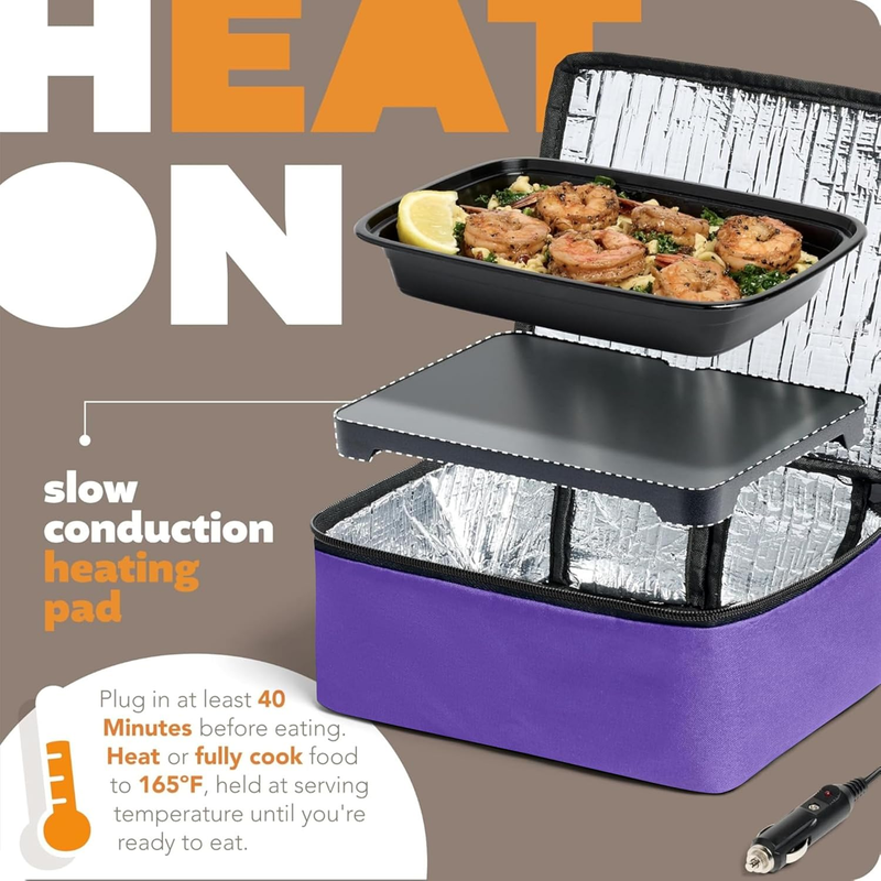 Mini Heated Lunch Box 12V Portable Electric Food Warmer Purple1