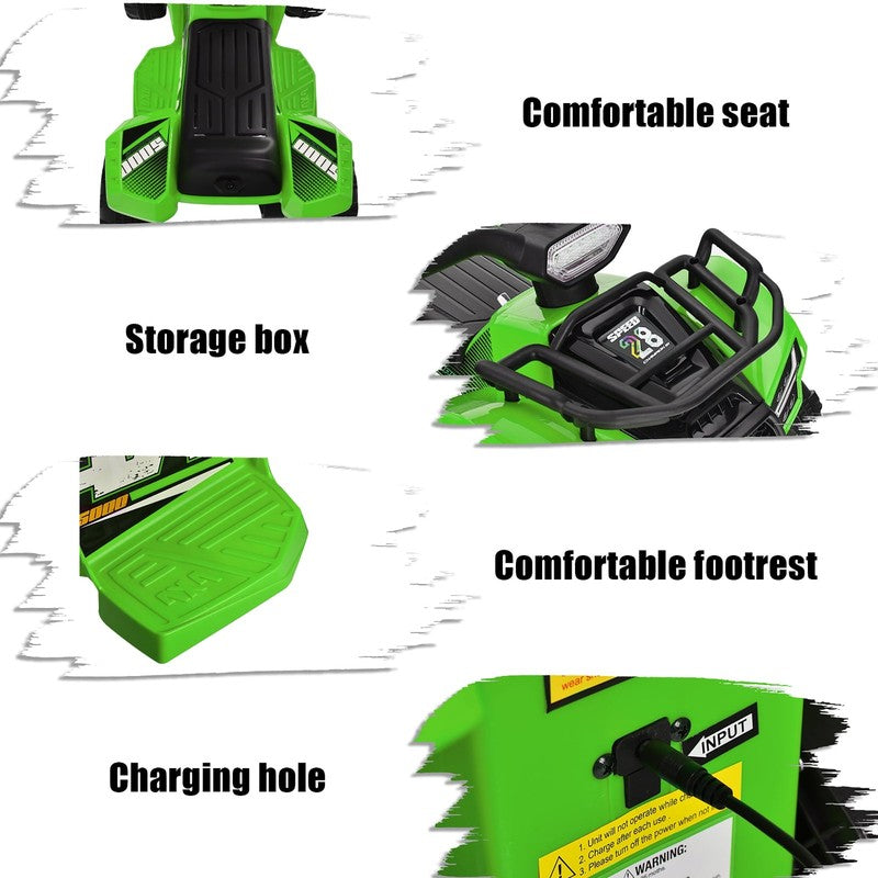 6V Kids ATV Quad Electric Ride on Car Toy Toddler with LED Light MP3 Green7
