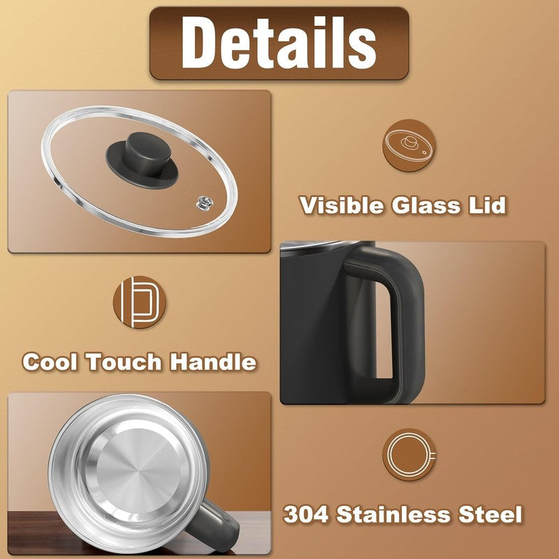 1.6L Electric Hot Pot Ramen Cooker Multifunctional Boil Dry Protection Black7
