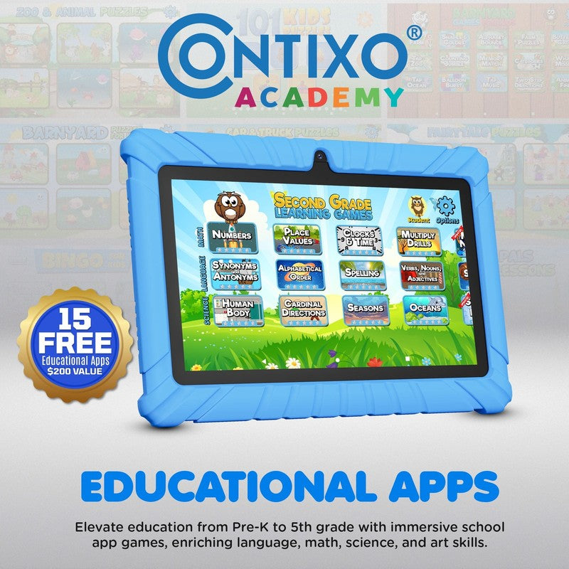7" Kids Tablet 2025 Model with Epic! & Lingokids, Educational Android Tablet for4