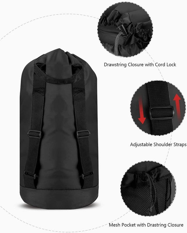 Backpack Laundry Bag with Straps & Mesh Pocket, Durable Nylon Clothes Hamper2