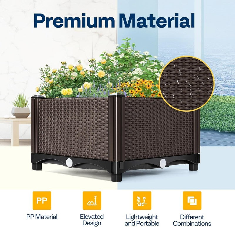 4 Pack Elevated Garden Bed Planter Kit with Drainage for Patio & Deck3