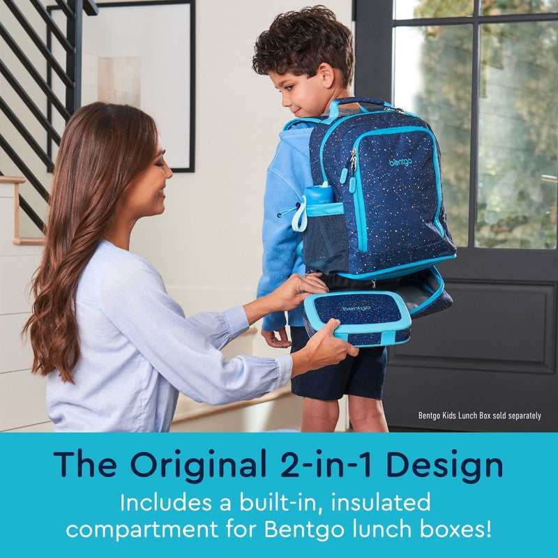 Kids 2 in 1 Backpack Insulated Lunch Bag Confetti Edition Abyss Blue School Trav1